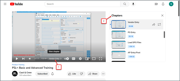 YouTube chapters