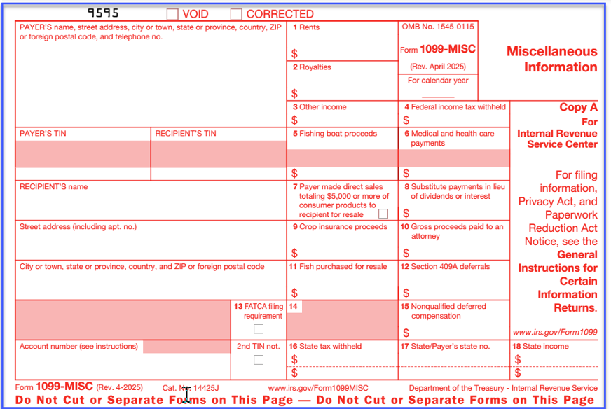 PSL+: Codes for NEC 1099 and MISC 1099 Forms  Cast and Crew
