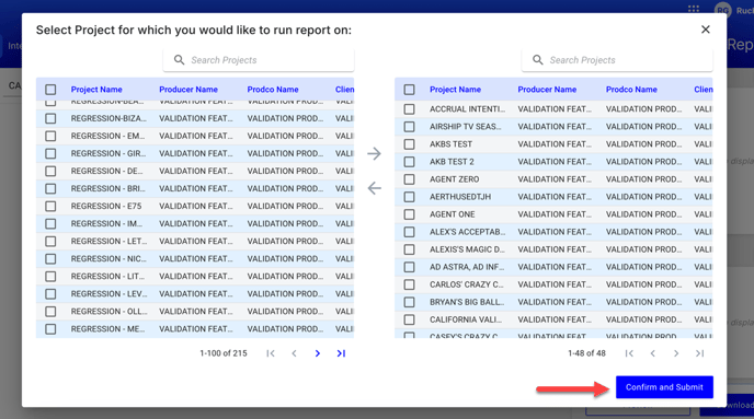 Confirm and Submit projects