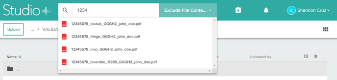 studio+ exclude file contents