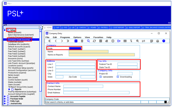 Verify Company code information